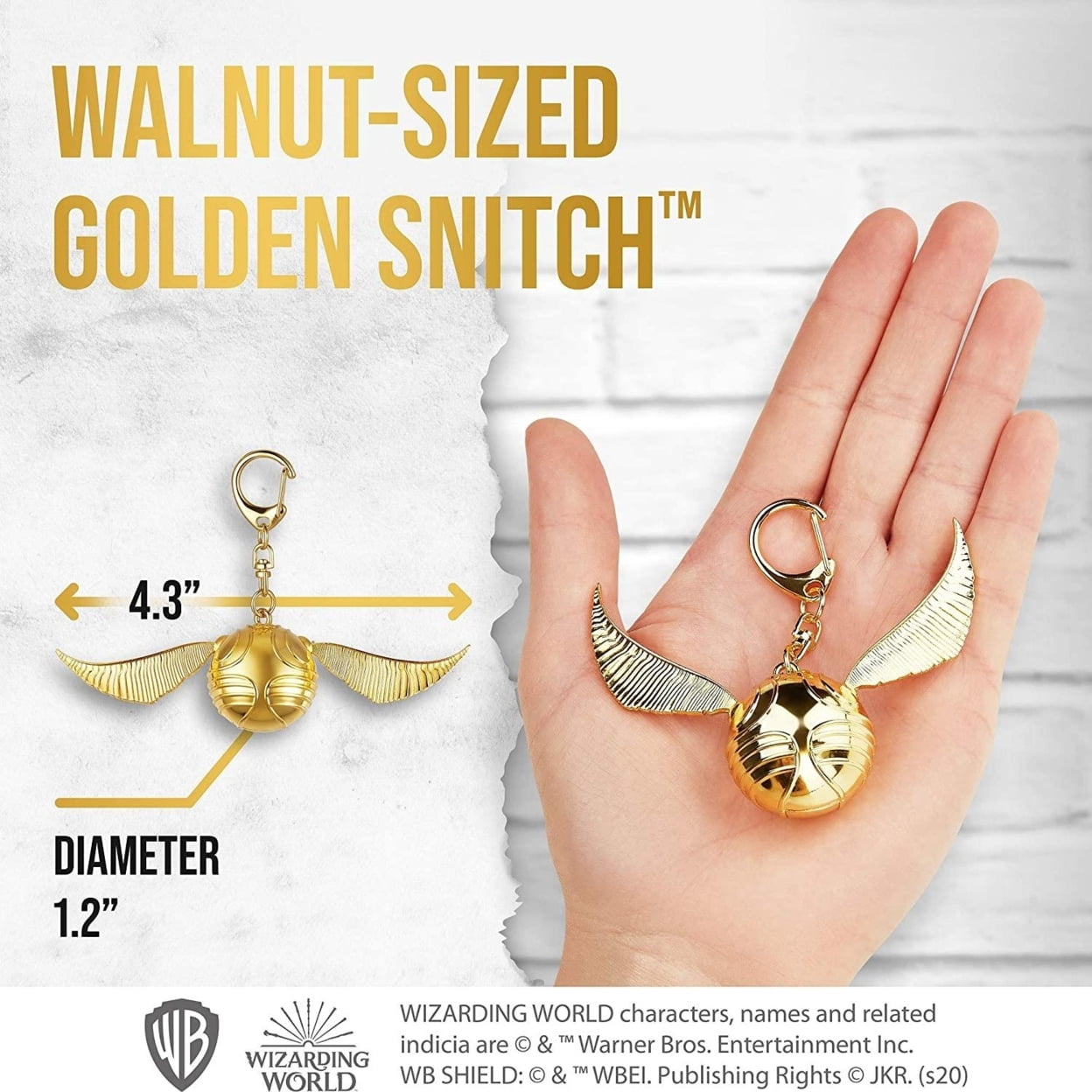 Harry Potter Golden Snitch Keychain Movable Wings for Zipper Pull Gifts Favors PMI International