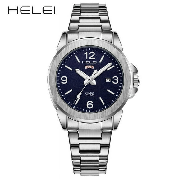 Men's Quartz Watchtainless Steel Strap Waterproof Watch Calendar Automatic Display