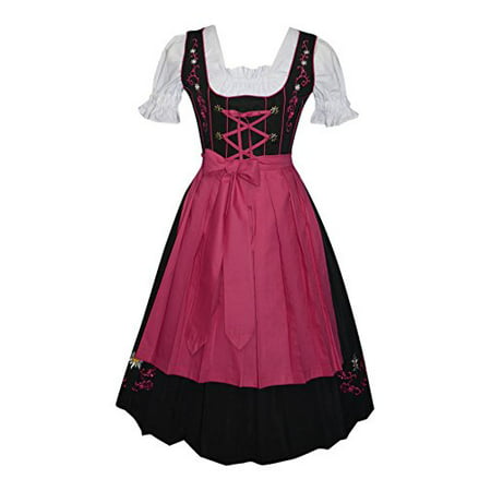 3-piece Long German Oktoberfest Dirndl Dress Black & Pink - Walmart.com