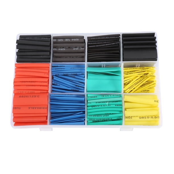 530 piezas 2:1 Tubo termorretráctil sin halógenos Funda para cable de envoltura de cable con caja