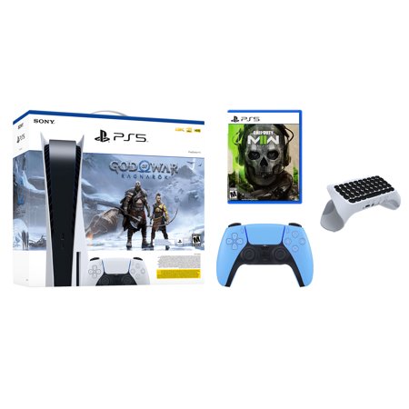 Sony Playstation 5 Disc Edition God of War Ragnarök Bundle with Extra Starlight Blue Controller  Call of Duty: Modern Warfare II and Surge QuickType Keypad