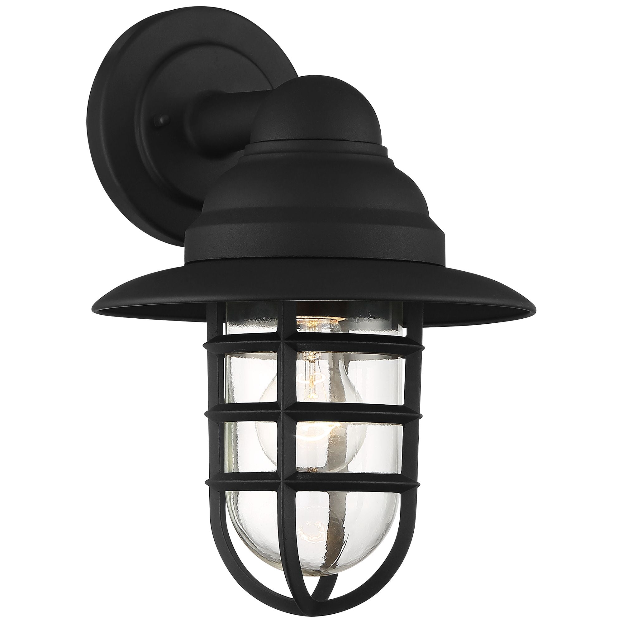 John Timberland Marlowe Rustic Industrial Farmhouse Outdoor Wall Light Fixture Black Hooded Cage 13" Clear Glass for Post Exterior Barn Deck House