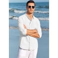 thumbnail image 1 of Camisa de lino para hombre, camisa de verano, camisa casual de corte regular para hombre, 1 of 4