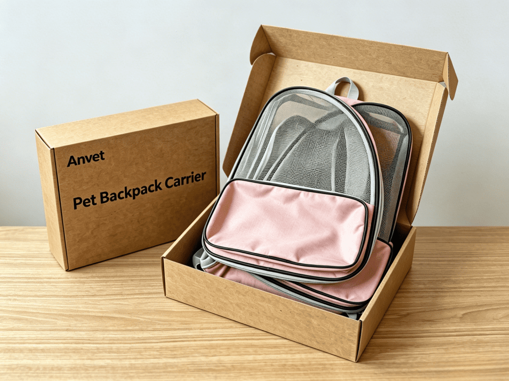 Anvet Pet Backpack Carrier for Small Cats Dogs Designed for Travel, Hiking & Outdoor Use (Light Gray)
