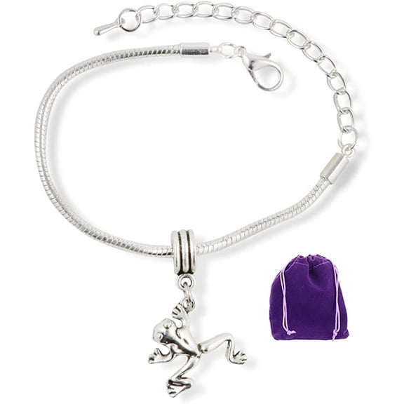 Frog (One back leg higher than the other) Snake Chain Charm Bracelet