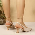 thumbnail image 6 of DIVVce Closed Toe Sandals Women Slingback Block Kitten Heel Pumps Glossy Patent Slip On Formal Wedding Office Dress Event Footwear, 6 of 8