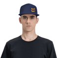 thumbnail image 6 of DouZhe Flat Brim Cap Snapback Hat, Angry Face Prints Adjustable Blue Adult Baseball Cap, 6 of 7