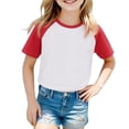 thumbnail image 2 of LIIPEE Girls T Shirts Casual Summer Color Block Raglan Sleeve Short Sleeve Crew Neck Tshirts Kids Comfortable Breathable Soft Daily Tees Tops,1-2 Years, 2 of 4