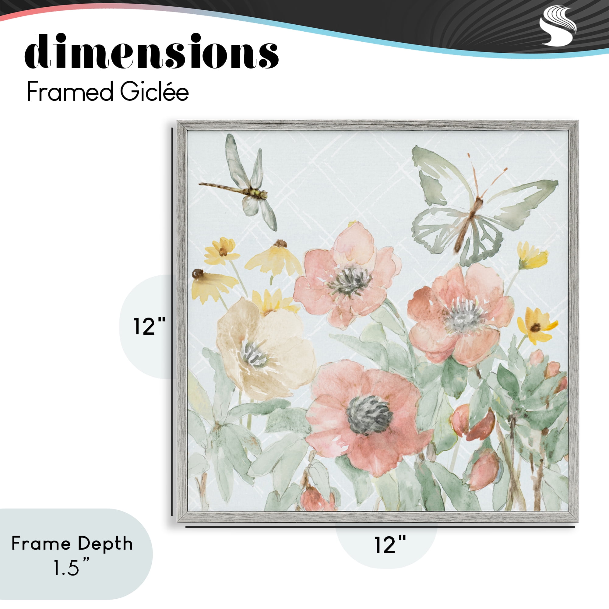 Stupell Industries Garden Joy Butterflies Gray Framed Giclee Art, design by Lanie Loreth