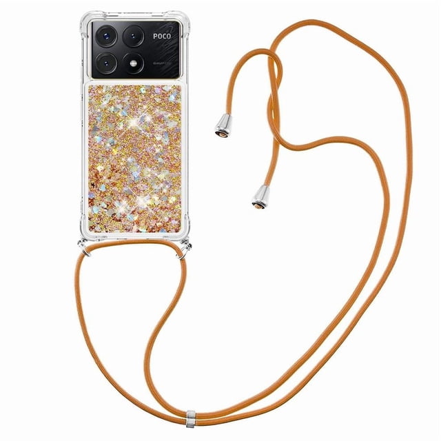Funda FOXDOCK para Xiaomi Poco X6 Pro con Cuerda Ajustable, Brillo Líquido, Protección Antigolpes y Lente – Ideal para Regalo