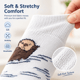 thumbnail image 3 of Novelty Otter Socks for Women & Men, 5 Pairs - Cute Crew Socks,Size 9-11, 3 of 5