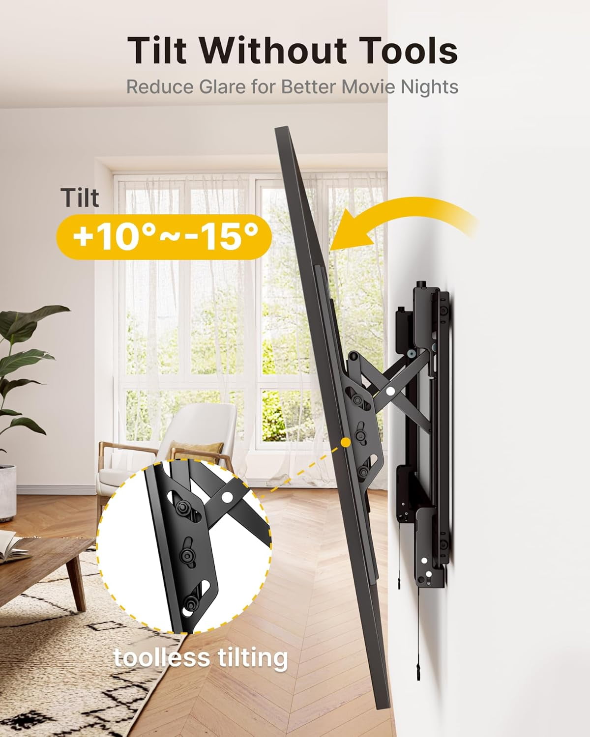 monTEK Heavy Duty Tilting TV Wall Mount for 37–90 Inch TVs up to 200 lbs, Low Profile TV Bracket with Tilt & Swivel, 6.8" Extension, Fits 16/18/24" Studs, Max VESA 600x400mm, Black