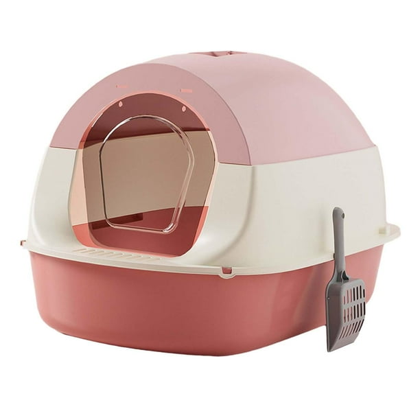 Hooded Cat Litter Box Kitten Potty with Front Door Pet Litter Box with