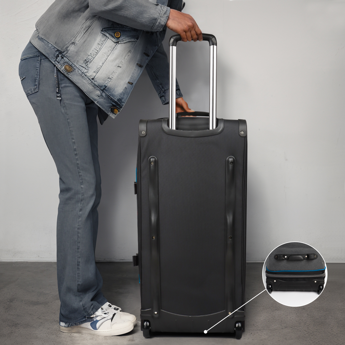 30 Inch Rolling Duffle Bag with Telescopic Handle, Wheeled Duffel Bag with Drop-Bottom,  Large Luggage Bags for Travel, Grey/Green, TBL074