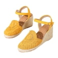 thumbnail image 4 of Rokment Boho Braided Sunflower Espadrilles Wedges Dress Sandals for Women Beach Summer Vacation Casual Crochet Closed Toe Platform High Heels Yellow Size9.5, 4 of 5