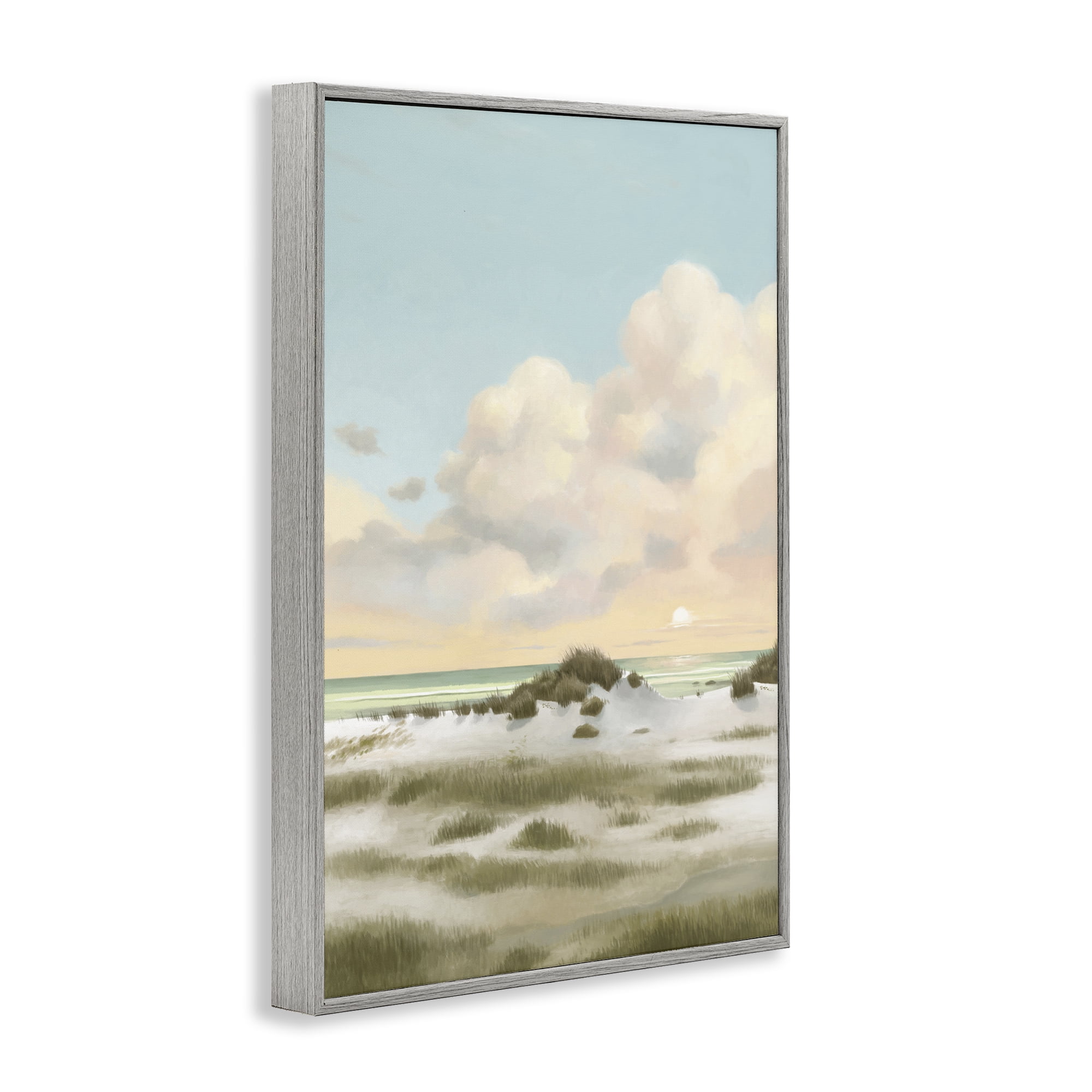Stupell Industries Land & Sea Painting Landscape Painting Gray Framed Art Print Wall Art, 12 x 18