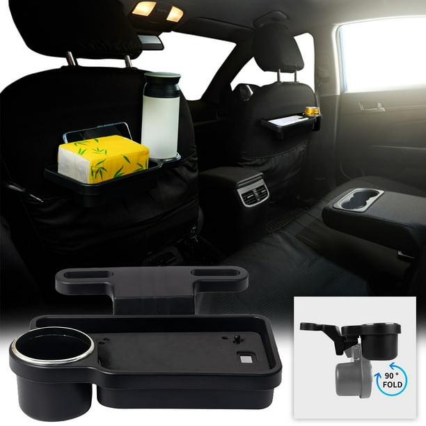 Organizador plegable para respaldo de asiento de coche con portavasos - bandeja de almacenamiento de 25,5x21x9cm para bebidas y aperitivos