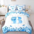 thumbnail image 1 of Erosebridal Letter Initial Bed in a Bag Full size,Monogrammed Personalized Bed Set,Flower Decor,Reversible,7pcs, 1 of 1