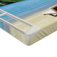thumbnail image 2 of Ambesonne Beach Fitted Sheet, Palms and Ocean Summer, Twin Size, White Green and Blue, 2 of 3