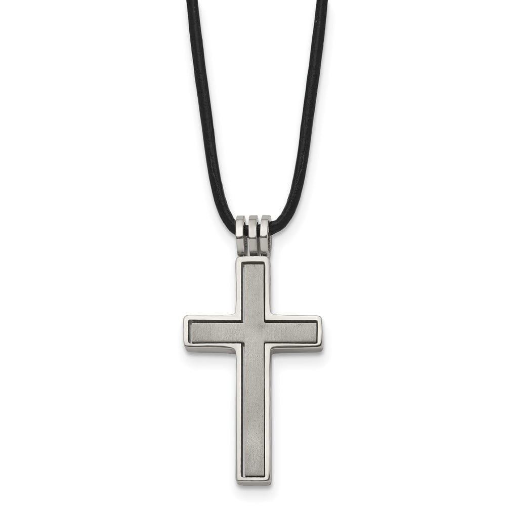 Titanium Cord Necklace with Pendants Chain Chisel Leather Cross 18 inch