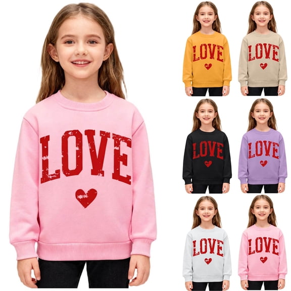 Bixock Toddler Boys and Girls Tops,Kids Long Sleeve Tops Valentine Letter Print Fleece Lined Round Neck Sweatshirt for Boys Girls 2-12Y Tops