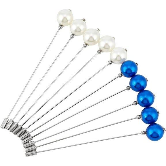 10PCS Pearl Hat Pins with Safty Capss Scarf Hijab Pins Brooch Handmade Brass Scarf Pin Straight Head Pin Hijab Safety Accessories for Wedding Party Tailor Sewing Snag