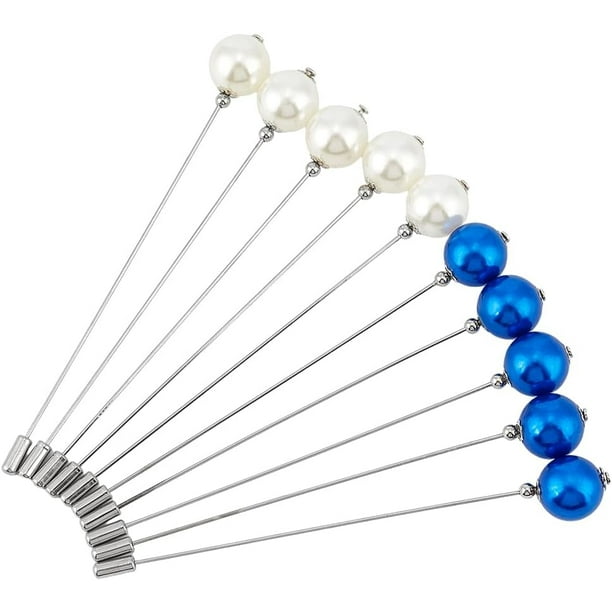 10 broches de perlas para sombrero con capuchón de seguridad, broches para pañuelo/hijab, broches de latón hechos a mano, broches de cabeza recta para pañuelo, accesorios de seguridad para hiyab
