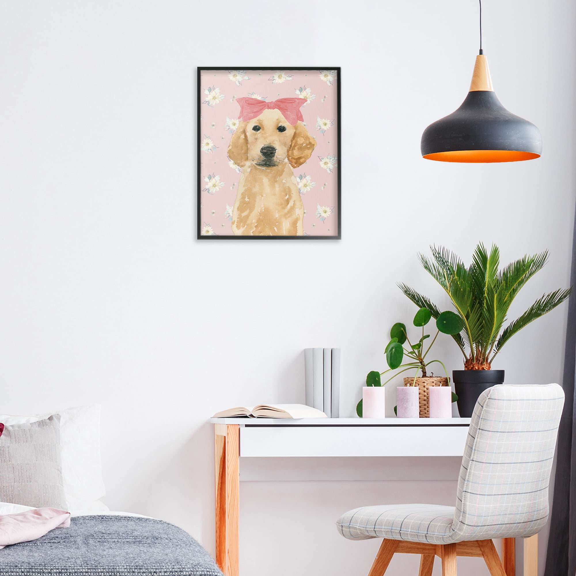 Stupell Industries Picture Ready Retriever Black Framed Giclee Art, design by Lucille Price