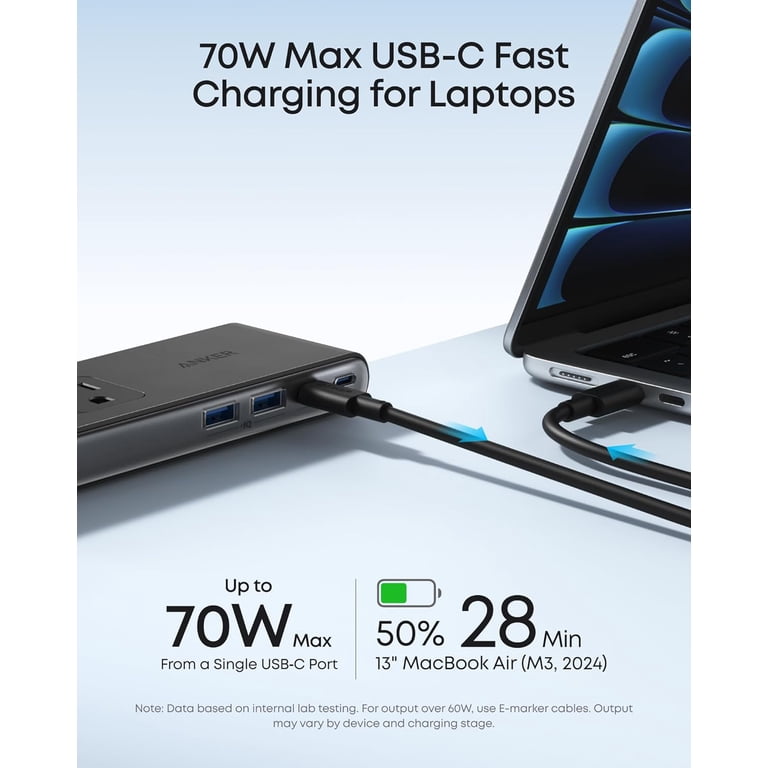 Anker, Power Strip, 6 AC outlets, 2 USB C, 2 USB A, Surge