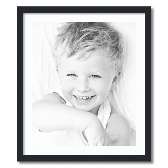 ArtToFrames 24x28" Matted Picture Frame with 20x24" Single Mat Photo Opening Framed in 1.25" Satin Black and 2" Super White Mat (FWM-3926-24x28)