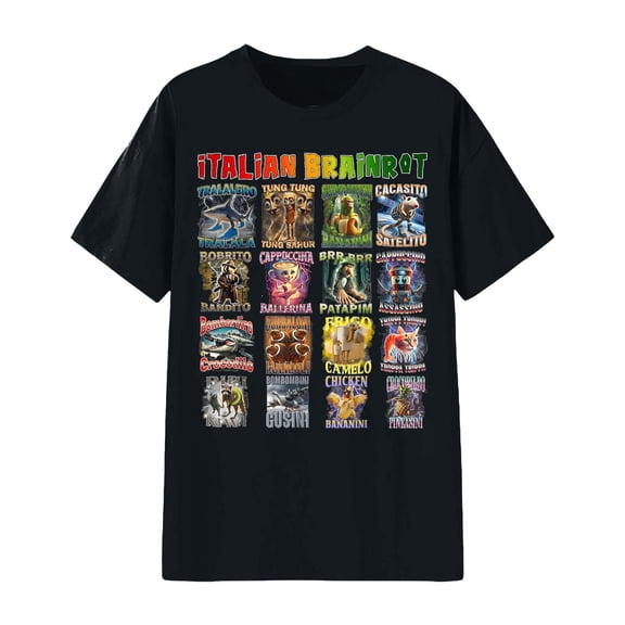 Tiweut Unisex Graphic Print T Shirt Soft Casual Tee Short Sleeve Crewneck Tops Comfortable Everyday Basic Blouses,Black,L