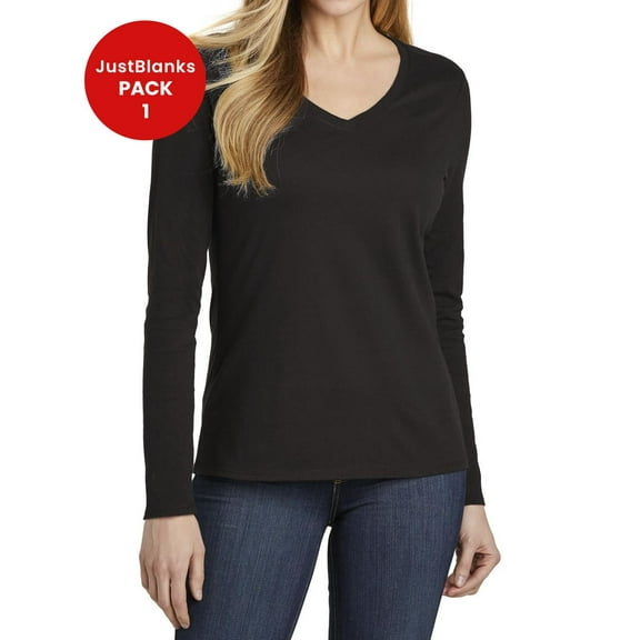 JustBlanks Women Very Important Tee Long Sleeve V Neck 30 singles Shoulder to shoulder taping