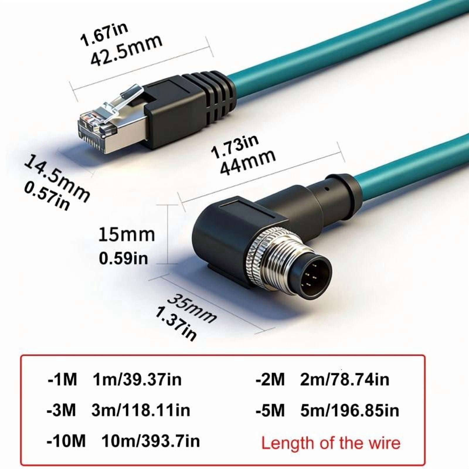 CEORPER 8Pin Male Right Angle to RJ45 Ethernet Cable Gigabit Shielded Waterproof