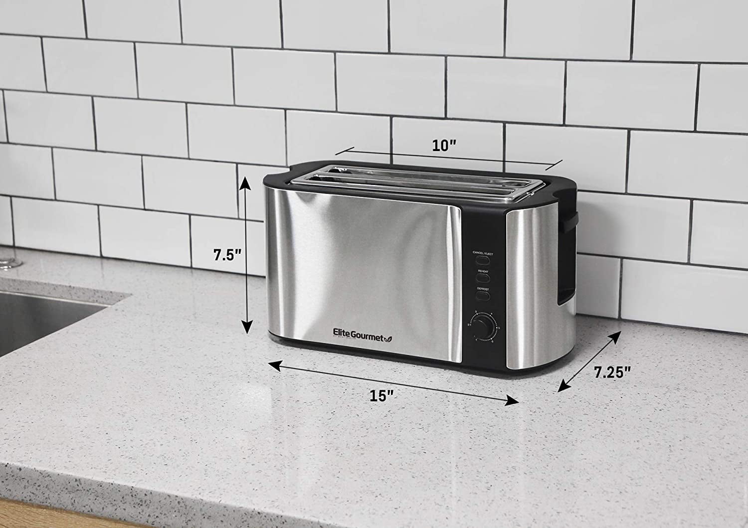 Elite Platinum 4 Slice Stainless Steel Long Toaster [ECT-3100] – Shop Elite  Gourmet - Small Kitchen Appliances