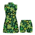 thumbnail image 5 of COEQINE Shamrock and White Spot Print Golf Dresses for Women with Shorts 2 Pockets Sleeveless 2 Piece Set Sports Dresses V-Neck Stand Collar Workout Outfits for St. Patrick's Day, L, 5 of 7