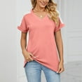 thumbnail image 3 of Mittory Women Summer Short Sleeve V Neck Shirts Side Split Tunics Loose Fit Tops Basic Tees, 3 of 8