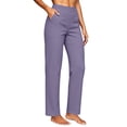 thumbnail image 2 of Quick Dry Straight Golf Pants for Women High Waist Stretch Soft Athletic Trousers with Pockets Outdoor Sports Travel Casual Trousers Purple, 2 of 8