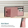thumbnail image 3 of For Samsung Galaxy S24 Ultra / SM-928 Metal Button Flip Stand Hidden Card Holder Leather Shockproof Protective Wallet With Shoulder Strap Loop Case Cover Rose Gold, 3 of 6
