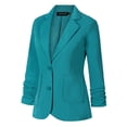 thumbnail image 2 of Unifizz Chaqueta Casual Para Mujer Con Solapa Con Muescas, Manga 3/4, Botón Frontal, Chaqueta De Oficina Con Bolsillos #Verde Azulado Talla L#, 2 of 5