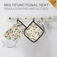 thumbnail image 4 of Yayeee Oven Mitts and Pot Holder Set of 4 Heat Resistant Kitchen Gloves Baking Hot Pad, Beige Leaves Plaid, 4 of 5