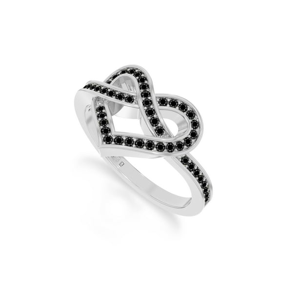 Natural Black Onyx Infinity Heart Promise Ring for Women in Sterling Silver, July Birthstone Jewelry Gifts for Her Birthday, Wedding Anniversary, Party, Graduation, Christmas (Ring Size : 7)