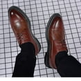 thumbnail image 4 of YLSDY Men's Classic Brogue Shoes Faux Leather Oxford Shoes Vintage Lace Up Low Heel Dress Shoes Brown 10.5, 4 of 9
