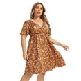 thumbnail image 2 of Women's Plus Size Wrap V Neck Short Sleeve Ruffle Hem A Line Short Dress, 2 of 5