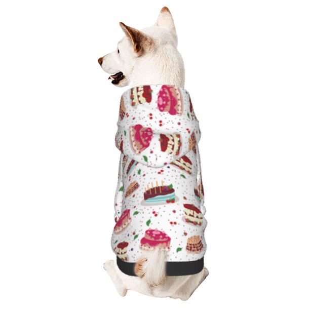 Fotbe Birthday Cake Sudadera con Estampado para Perros Pequeños – Suéter con Capucha para Mascotas, Tela Suave de Forro Polar con Bolsillo-X-Large