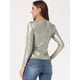 thumbnail image 3 of Camisa de manga larga para mujer Allegra K Brillante metálico Plata Brillante S, 3 of 5
