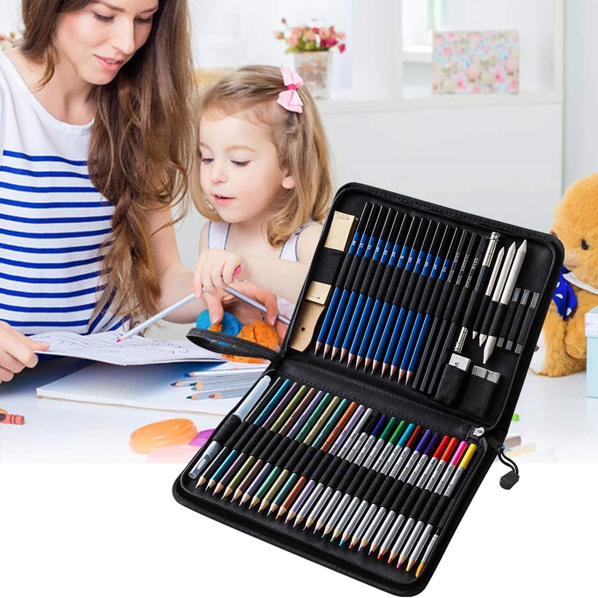 Corslet 145 Piece Colored Pencils Set Drawing Pencils and Sketching Kit  Complete Artist Kit Includes Graphite Pencils Metallic Color Pencils  WaterSoluble Color Pencils Sketch Kit for Drawing  Amazonin Home   Kitchen