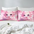 thumbnail image 4 of Kawaii Axolotl Sheets Queen Size Cartoon Sea Creature Sheet Set Pink Cherry Blossoms Bed Sheets Set Wildlife Animals Reptile Bed Set Bedroom Decor, 4 of 6