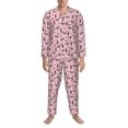 thumbnail image 3 of Lsque Cute Fox Pink Tree Pattern Long Sleeve Pajama Set for Men - Soft 2-Piece Sleepwear and Loungewear Set with Pockets, Comfy Nightwear-X-Large, 3 of 7
