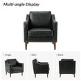 thumbnail image 3 of Upholstered Accent Chair Faux Leather Armchair Removable Cushion Lounge Sofa Nailhead Trims Solid Wood Legs Living Room Black, 3 of 7