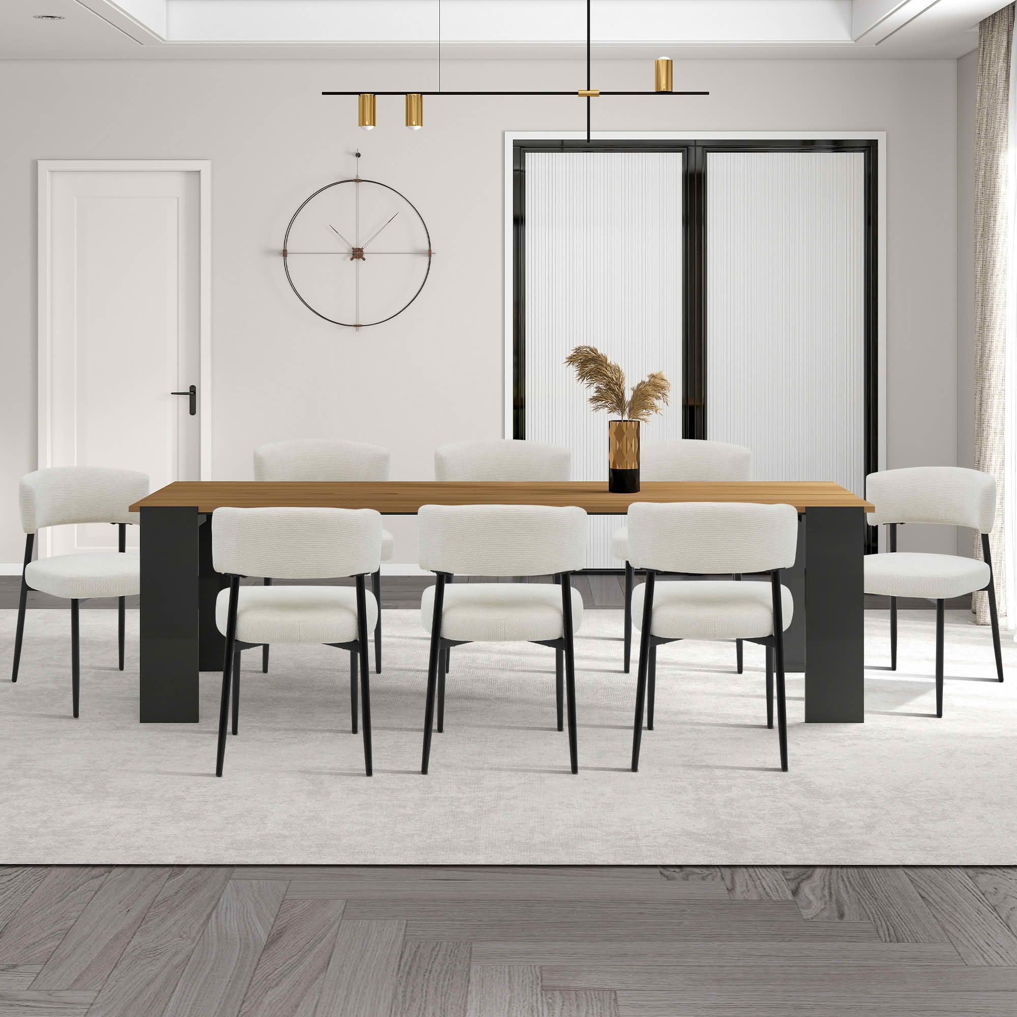 MAYEERTY Set of 4 Upholstered Modern Dining Chairs Curved Back Sturdy Metal Frame